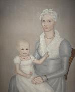 Ammi Phillips Mrs. Wilbur Sherman and daughter Sarah oil painting on canvas